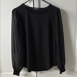 Black Women's Top with Sheer Sleeves